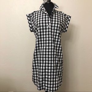 J Crew black & white gingham shirt dress